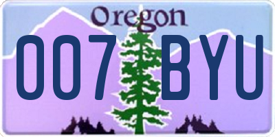 OR license plate 007BYU