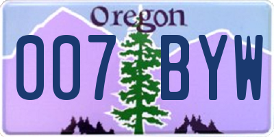 OR license plate 007BYW
