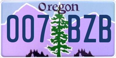 OR license plate 007BZB