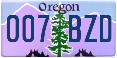 OR license plate 007BZD