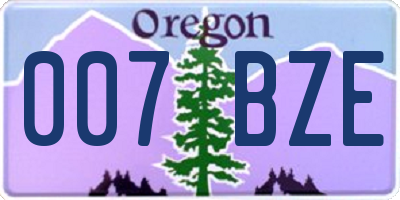 OR license plate 007BZE