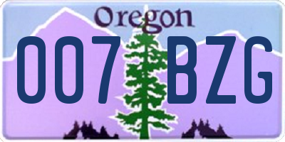 OR license plate 007BZG