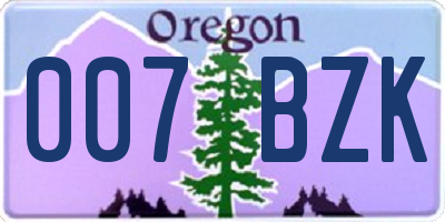 OR license plate 007BZK