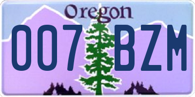 OR license plate 007BZM
