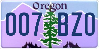 OR license plate 007BZO