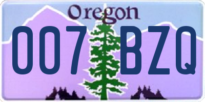 OR license plate 007BZQ