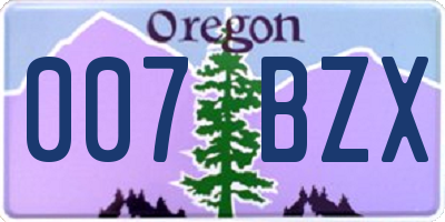 OR license plate 007BZX