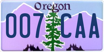 OR license plate 007CAA