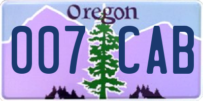 OR license plate 007CAB