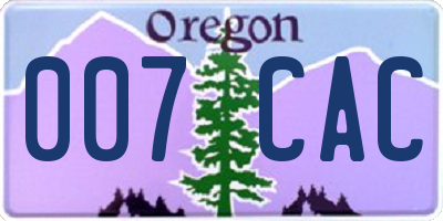 OR license plate 007CAC
