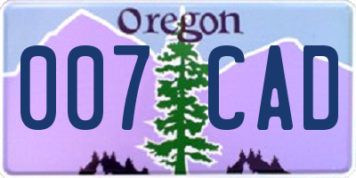 OR license plate 007CAD