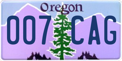 OR license plate 007CAG