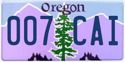 OR license plate 007CAI