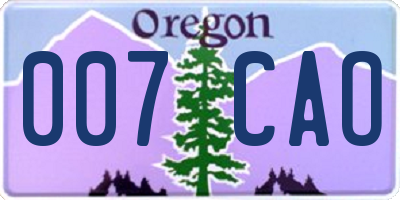 OR license plate 007CAO