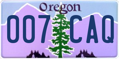 OR license plate 007CAQ