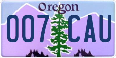 OR license plate 007CAU