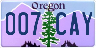 OR license plate 007CAY