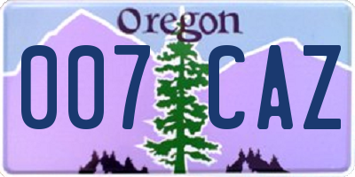 OR license plate 007CAZ