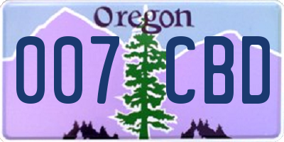 OR license plate 007CBD