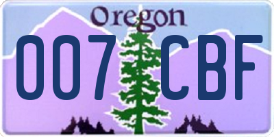 OR license plate 007CBF
