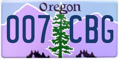 OR license plate 007CBG