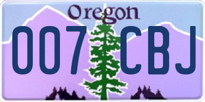 OR license plate 007CBJ