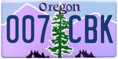 OR license plate 007CBK
