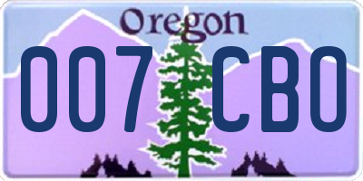 OR license plate 007CBO