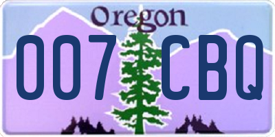 OR license plate 007CBQ