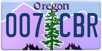 OR license plate 007CBR