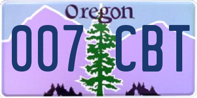 OR license plate 007CBT
