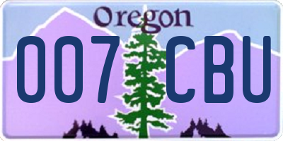 OR license plate 007CBU