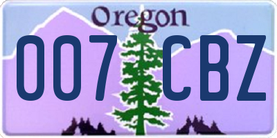 OR license plate 007CBZ