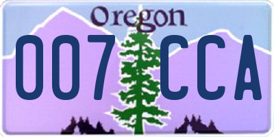 OR license plate 007CCA