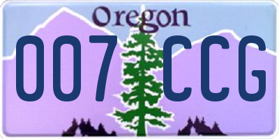 OR license plate 007CCG