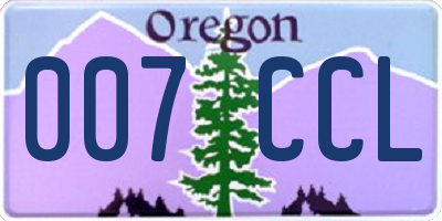OR license plate 007CCL