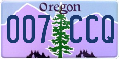 OR license plate 007CCQ
