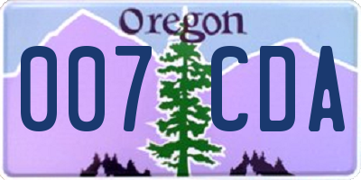 OR license plate 007CDA