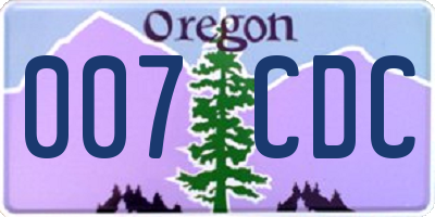 OR license plate 007CDC