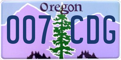 OR license plate 007CDG