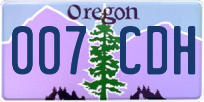 OR license plate 007CDH