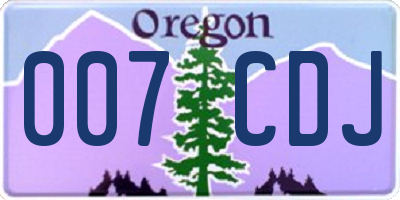 OR license plate 007CDJ