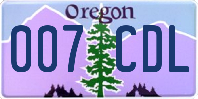 OR license plate 007CDL