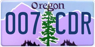 OR license plate 007CDR