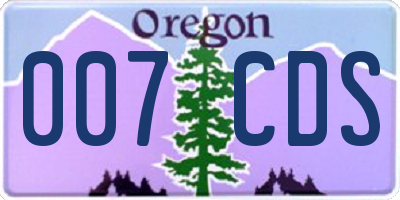 OR license plate 007CDS