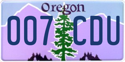 OR license plate 007CDU