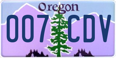 OR license plate 007CDV