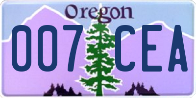OR license plate 007CEA