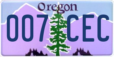 OR license plate 007CEC