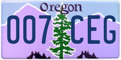 OR license plate 007CEG